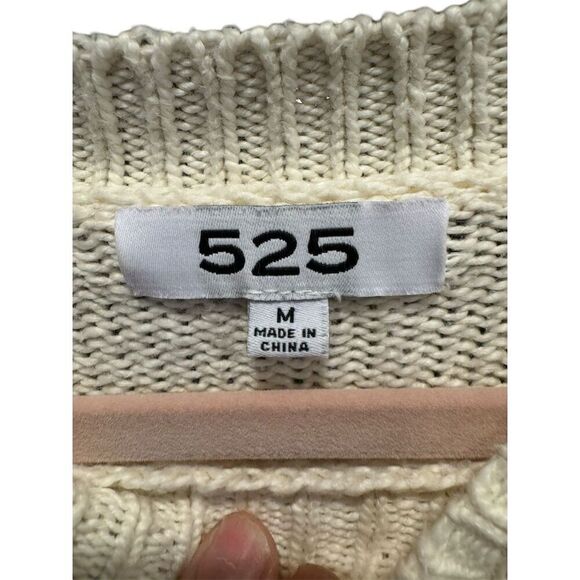 525 America Women's Ivory Puff Sleeve Pullover Sweater Size M - Picture 3 of 10